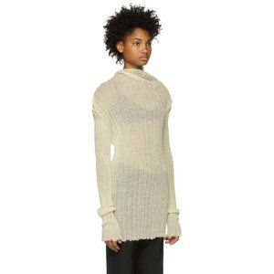 Ann Demeulemeester White Ribbed Turtleneck XS